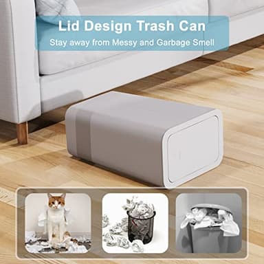 N. NETDOT 3 Pack (2 of 4 Gal & 1 of 2.6 Gal) Small Trash Can with Lid,Bathroom Garbage Can with Pop-Up Lid,Waste Basket for Bathroom,Kitchen,Bedroom,Powder Room,Craft Room,Office,College (Gray) - Image 3