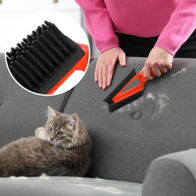 Ajimy ‌Upgrade-Carpet Rake for Pet Hair Removal 62'' Adjustable Long Handle Dog/Cat Hair Carpet Rake,Carpet Scraper for Rug Stairs Couch Furniture (Orange) - Image 5