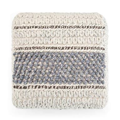 SIMPLIHOME Grady Boho Square Pouf in Blue, Natural Handloom Woven for the Living Room, Bedroom and Kids Room - Image 9
