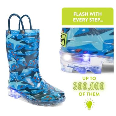 Western Chief Shark Chase Lighted Rain Boot, Blue, 6 - Image 3