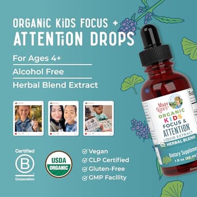 MaryRuth Organics Kids Brain Supplements for Memory and Focus, USDA Organic Drops with Ginkgo Biloba, Rhodiola Root & Licorice Root, Focus & Attention, Calm, Vegan, Non-GMO, Gluten Free, 30 Servings - Image 8