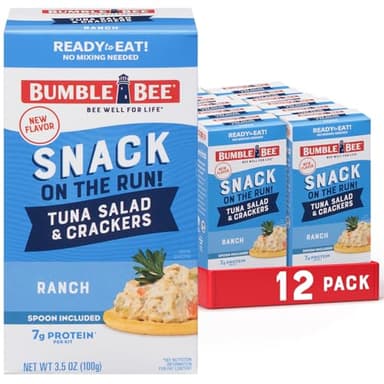 Bumble Bee Snack On The Run Ranch Tuna Salad with Crackers Kit (Pack of 12) - Ready to Eat Protein Snack Pack - 8g Protein per Box - Wild Caught MSC Certified Tuna - Image 1