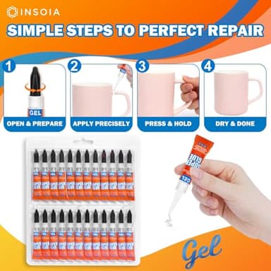 Super Glue Gel Clear Non-Drip, 48 X 3g All Purpose Strong Adhesive Ca Glue Quick Dry Instant Glue for Plastic, Metal, Ceramic, Shoe, Wood, Leather, Model, Aquarium, Rhinestone, Jewelry and DIY Crafts - Image 6