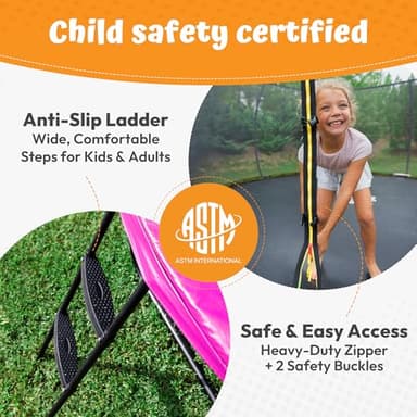 JUMPZYLLA Trampoline Outdoor 8FT 10FT 12FT 14FT 15FT 16FT with Enclosure and Ladder, ASTM Approved Recreational Trampoline for Kids and Adults, Anti-Rust Coated Frame - Image 6