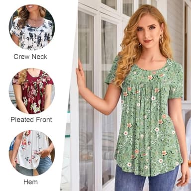 LONGYUAN Women's Plus Size Tunic Tops Summer Short Sleeve Shirts with Leggings Flowy Blouse Fl XXX-Large - Image 4