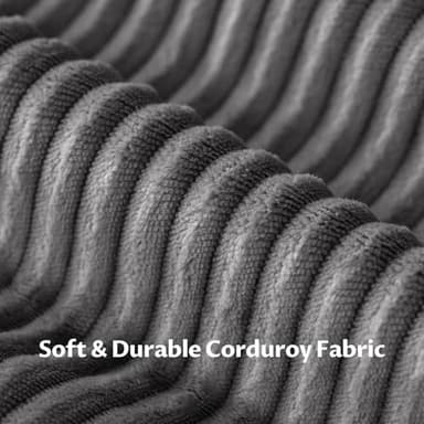 SUNG7 112" Modular Cloud Sectional Couch with Ottoman, Modern Upholstered Compressed Sofa with Deep Seat, Comfy L-Shape Corduroy Couches for Living Room, No Assembly Required, Dark Gray - Image 8