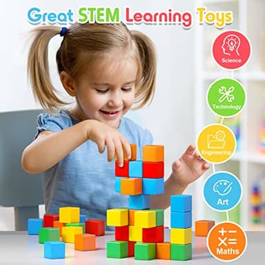 Magnetic Blocks, 1.41 inch Large Magnetic Building Blocks for Toddlers 3 4 5 6 7 8 Years Old Boys Girls Magnet Cubes for Kids 1-3 Montessori Toys STEM Preschool Educational Building Cube 30 Pcs - Image 4
