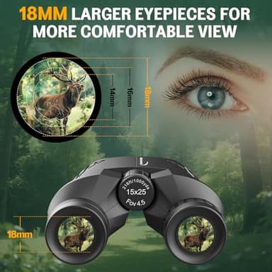 Aurosports 15x25 Compact Binoculars for Adult Kids - High Power Binoculars for Bird Watching - Easy Focus Small Binocular with Low Light Vision for Travel, Camping, Concert, Hiking - Image 3