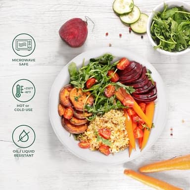 Freshware Paper Bowls - Disposable 32 oz Soup Bowl, 50-Pack Biodegradable Sugarcane Fiber Serving Bowls - Heavy Duty Bagasse for Hot Food Plates - Microwave & Freezer Safe, Stackable Dinnerware - Image 4