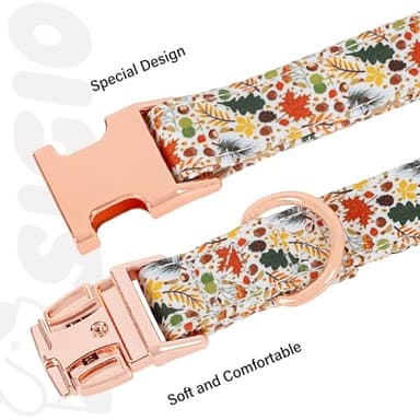 HSIGIO Soft Cotton Dog Collar, Adjustable Dog Collar with Metal Buckle, Colored Maple Leaf with Pendant Girl Boy Dog Collars Gift for Small Medium Large Dogs (X-Small) - Image 3