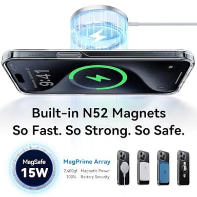 CASEKOO Genuine Official for iPhone 15 Pro Max Case Clear with Magnetic Ring Stand [Compatible with MagSafe] [16FT Military-Grade Protection] Lasting Transparent Slim Phone Grip ProMax Cover 6.7 inch - Image 2