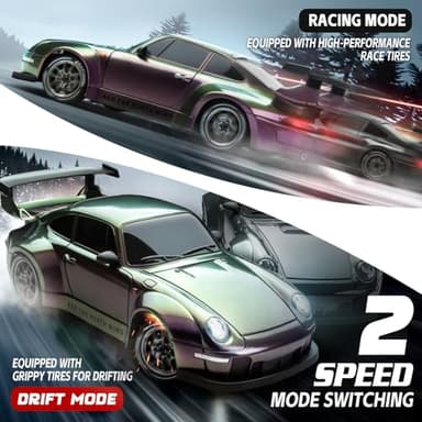 RC Drift Car, 1:24 Scale Remote Control Vehicle with LED Lights, 2.4GHz 20KM/H 4WD High Speed RC Cars, Drifting Tires＆Two Batteries, Racing Sports Toy Idea Gift for Adults Boys Girls and Kids - Image 4