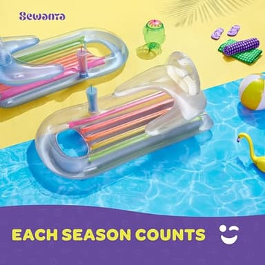 Pool Floats [Set of 2] Inflatable Lounge with Headrest & Cup Holder Inflatable Pool Floats Adult, Pool Float Comes in 2 Fun Colors, Blue & Pearlescent Silver, (60" X 33) Fun Floats for Swimming Pool. - Image 3