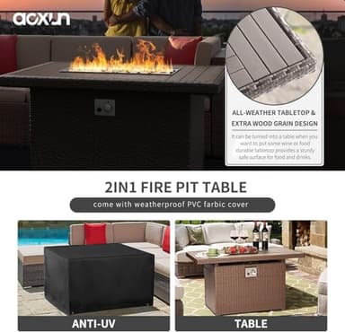 Aoxun 8PCS Patio Furniture Set with 40" Fire Pit Table Outdoor Sectional Sofa Sectional Wicker Furniture Set with Coffee Table for Patio Garden(8 PCS Brown) - Image 4