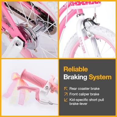 RoyalBaby Stargirl Kids Girls Bike Bicycle with Basket Training Wheels 12 Inch Pink - Image 11