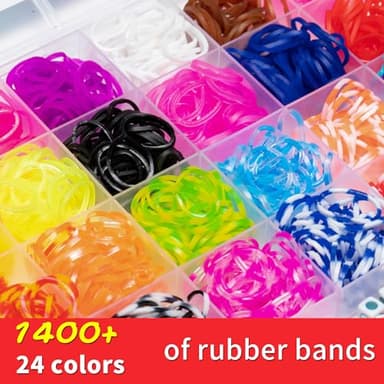 XKDOUS 24 Colors Rubber Band Bracelet Kit, Rubberband Bracelet Making Kit for Kids Ages 6+ - Image 8