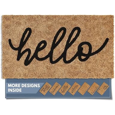 Barnyard Designs Doormat Welcome Mat for Outdoors, Large Front Door Entrance Mat, 30x17, Brown (Hello) - Image 1