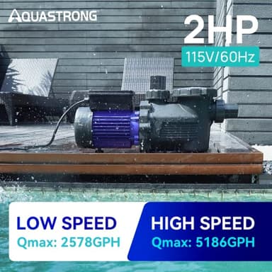 AQUASTRONG In/Above Ground Pool Pump, High Flow (Dual Speed, 2HP, 5186 GPH, 115V) - Image 3