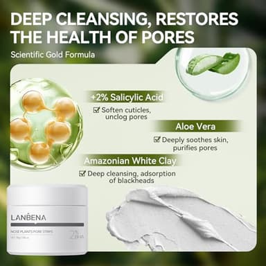 LANBENA Blackhead Remover Nose Pore Strips for Face, 2.0 Upgraded Deep Cleansing Peel off Mask Nose Strips Skincare for All Skin (1.06 Oz/30g) - 60pcs Strips - Image 6