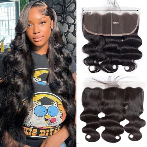 14 Inch 13x6 Lace Frontal Body Wave HD Transparent Frontal Ear to Ear 13x6 Lace Frontal Closure With Baby Hair Free Part 100% Virgin Human Hair Closure Natural Hairline 150% Density - Image 1