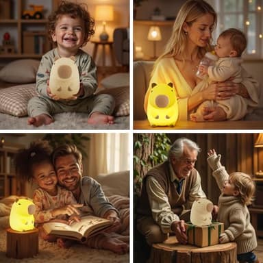 Capybara Night Light for Kids, Cute Capybara Lamp Silicone Baby Nursery Night Lamp, Dimmable Squishy Touch Bedside Lamps, Adorable Rechargeable Animal Lamps Gifts Kawaii Room Decor for Kids Girls Boys - Image 7