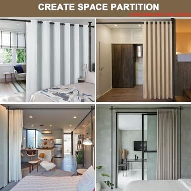 Room Divider, No Drilling Curtain Rod Wall Divider for Space Partition, Adjustable 4-10ft(H) 28-70inch(W) Heavy Duty Floor to Ceiling Tension Rod Dividers Temporary Privacy Separator Window Rods Black - Image 9