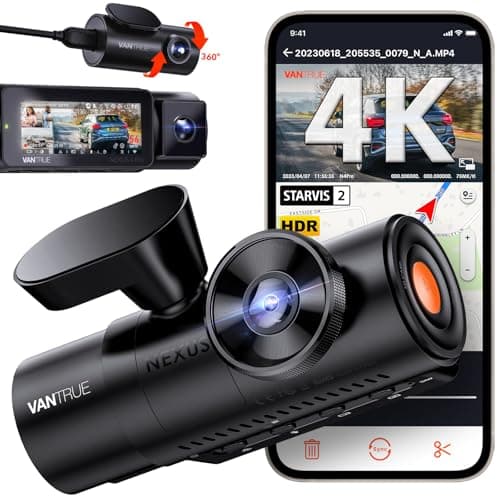 Vantrue N4 Pro 4K 3 Channel Dash Cam, STARVIS 2 IMX678 x PlatePix™ x HDR Night Vision, 4K+1080P+1080P Front Inside and Rear Dash Camera, Voice Control, WiFi, GPS, 24H Parking Mode, Support 512GB Max - Image 1