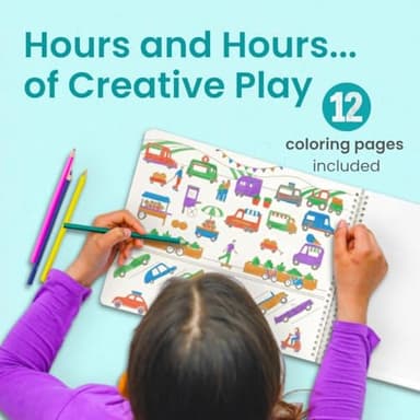 CUPKIN Sticker Book for Kids 2-4, 500+ Kids Stickers, Cars, Trucks, Planes & Trains 12 Coloring Pages 12 Side by Side Scenes, Fun Toddler Travel Activity Coloring and Sticker Books for Ages 4-8 + 8-10 - Image 4