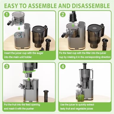 Cold Press Juicer, 6.5" Extra Large Feed Chute Juicer Machines, 350W Slow Masticating Juicer Machines with High Juice Yield for Whole Vegetables & Fruits, BPA Free, Titanium Gray, Easy to Clean - Image 7