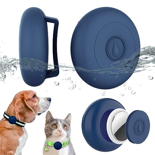 Airtag Dog Collar Holder Waterproof, Hidden Silicone Airtag Case for Pet Cat GPS Tracker, Anti-Lost Waterproof Airtag Holders Compatible with Apple AirTag for Dog Cat Collar (Navy) - Image 1