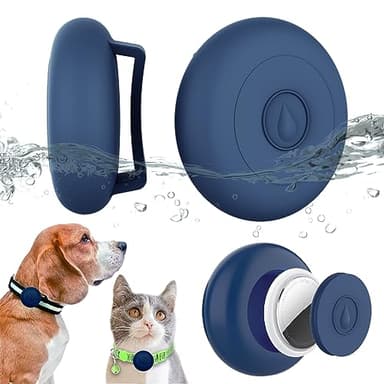 Airtag Dog Collar Holder Waterproof, Hidden Silicone Airtag Case for Pet Cat GPS Tracker, Anti-Lost Waterproof Airtag Holders Compatible with Apple AirTag for Dog Cat Collar (Navy) - Image 1