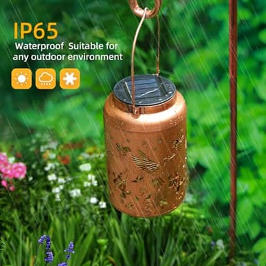 Hummingbird Solar Lanterns Outdoor Waterproof Hanging Solar Lights Metal Decorative LED Lanterns Outside Birthday Gifts for Women Men Mom Decor for Garden,Yard,Patio,Lawn - Image 5
