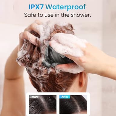 Electric Head Scalp Massager - Rechargeable IPX7 Waterproof Scalp Massager w/ 3 Speed Modes, 2 Sets 8 Detachable Claws, 360° Kneading for Stress Relax, Deep Clean & Hair Growth - Ideal Gifts (Black) - Image 3