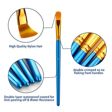 Paint Brushes Set for Acrylic Painting, 20 Pcs Oil Watercolor Acrylic Paint Brush, Artist Paintbrushes for Body Face Rock Canvas, Kids Adult Drawing Arts Crafts Supplies, Blue - Image 2