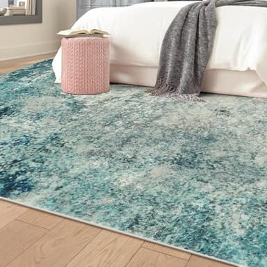 Lahome Modern Abstract 8x10 Area Rugs for Living Room, Washable Accent Rugs for Bedroom Stain Resistant Non Slip, Large Soft Indoor Carpet for Dining Room Table Home Office Decor, Blue/Grey - Image 3