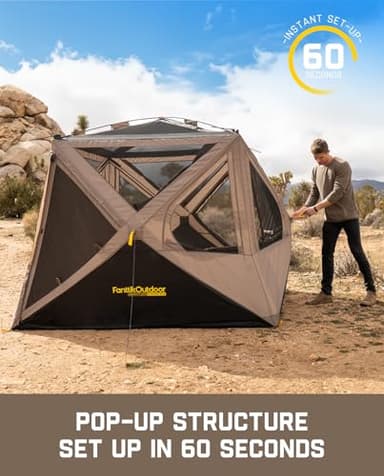 FanttikOutdoor Alpha C4 Ultra Camping Tent 4 Person Pop Up Instant Cabin Setup in 60 Seconds Portable Hub Tent with Rainfly & Windproof for Outdoor Camping & Overlanding, Khaki - Image 3