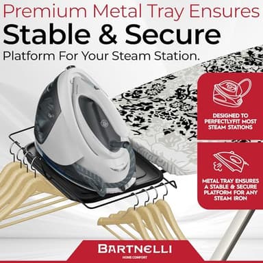 Bartnelli Pro Luxury Ironing Board - Extra Wide 62x19” Steam Iron Rest, Adjustable Height, T-Leg Foldable, European Made - Image 3