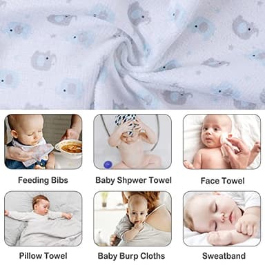 Viviland Baby Washcloths, 24Pack Baby Wash Cloths for Newborn, Baby Towels and Infant Bath Face Washcloths for Boys Girls Super Soft Absorbent, Gentle on Sensitive Skin Body, 9x9 Blue Elephant - Image 6