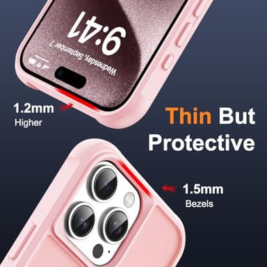 SKYLMW Compatible with iPhone 15 Pro Case with Invisible Magnetic O-Ring Stand Military-Grade Translucent Case for iPhone 15 Pro 6.1" [Compatible with MagSafe][Great Grip Feeling], Pink - Image 6