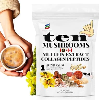 SUNDAFONE Mushroom Coffee with Grass-Fed Collagen, Mullein,Lion's Mane, Reishi and 10 Adaptogenic Mushrooms; Super Instant Cold Brew Protein Iced Coffee Blend; 0g of Sugar, Low Caffeine, 30 Servings - Image 8