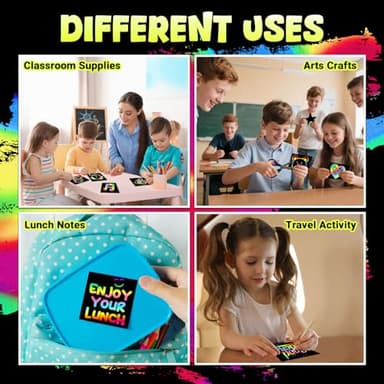 ZMLM 165 Rainbow Scratch Paper Art Crafts Mini Notes Kids Gifts 4 5 6 7 8 9 10 Years Old Girls Boys Students Teens Classroom Prizes School Supplies Birthday Party Travel Toy Activity - Image 6