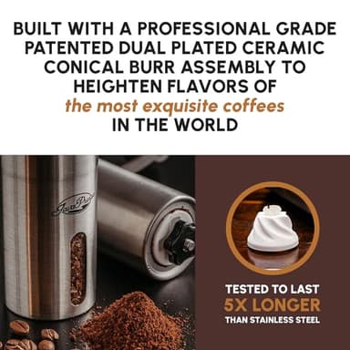 JavaPresse Manual Stainless Steel Coffee Grinder - 18 Adjustable Settings, Portable Conical Burr Grinder for Camping, Travel, Espresso - With Hand Crank - Image 5