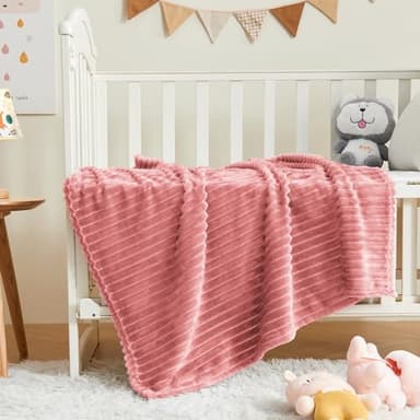 BEDELITE Baby Blankets for Boys Girls 30"x 40" - 3D Ribbed Jacquard Cute Fuzzy Fleece Blanket, Warm and Breathable Soft Cozy Infant Toddler Blanket for Newborn All Seasons Suitable, Pink - Image 3