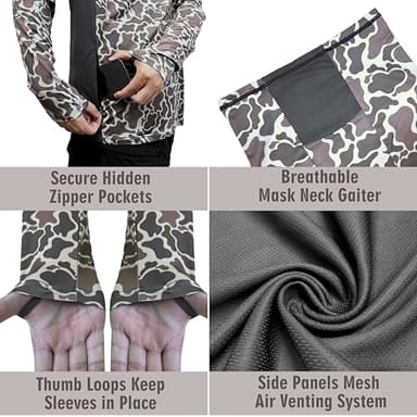 Palmyth Hunting Hoodie with Mask for Men Long Sleeve Sun Protection UV UPF 50+ Camo Fishing Shirts (Camo-3, 2XL) - Image 3