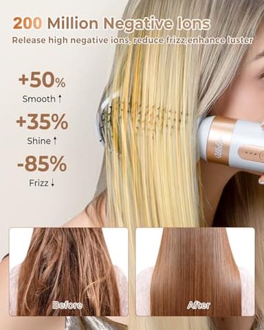 UKLISS Hair Dryer Brush 7 in 1，110000 RPM Hair Dryer with Diffuser for Curly & Twisted Hair Professional Ionic Brush Blow Dryer for Salon-Quality Styling, White Gold - Image 6