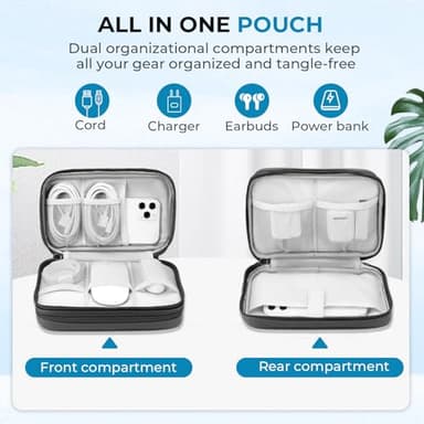 FYY Electronic Organizer, Large Travel Cable Organizer Bag Electronic Accessories Carry Case Pouch Portable Waterproof Double Layers All-in-One Storage Bag for Cable, Cord, Charger, Black - Image 3