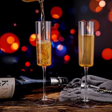 Ciaell 24 Pack Plastic Champagne Flutes - Clear 6 Oz Disposable Champagne Glasses - Square Plastic Toasting Glasses for Party Birthday Anniversary Wedding - Image 6