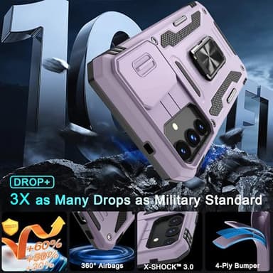 DEERLAMN Case for Samsung Galaxy S24+ Plus with Slide Camera Cover+Screen Protector (1 Pack), Rotated Ring Kickstand Military Grade Shockproof Protective Cover-Deep Purple - Image 4