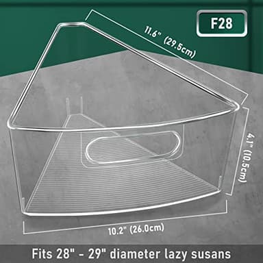JEISSLIA Lazy Susan Cabinet Organizer Bins for 26"/ 28"/ 32" Diameter Corner Organizer, Plastic Cabinet Storage Bin, 1/8 Wedge - Food Safe, BPA Free, with Non-Slip Pads (for 28" Diameter, 6 Pack) - Image 2