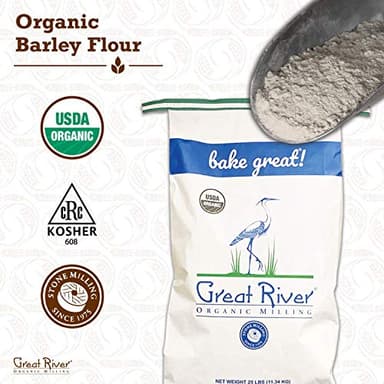 Great River Organic Milling Organic Barley Flour | Unbleached, Unbromated, Non-GMO, Kosher | High Fiber, Nutty Flavor Perfect for Breads, Pancakes, & More | 25 Lb - Image 4